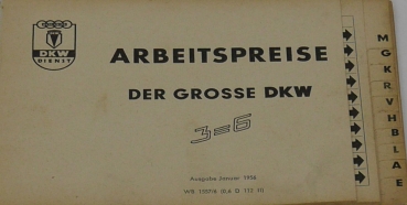 DKW 3=6 Arbeitspreise 1962 "Der grosse DKW" Automobilprospekt (9644)